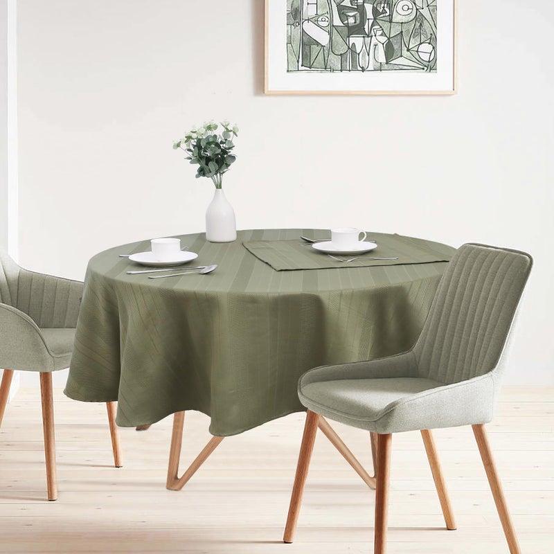 Randall Holiday Round Tablecloth 70â€œ Waffle Stripe Water Resistant Dust-Proof Table Cover for Kitchen Dinning Party Farmhouse Tabletop Decoration (70â€œÃ—70â€œ, Sage Green) - Image 4